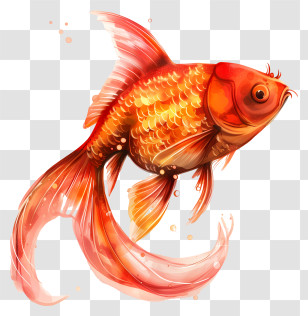 Goldfish - Beautiful Golden Fish Illustration Transparent PNG