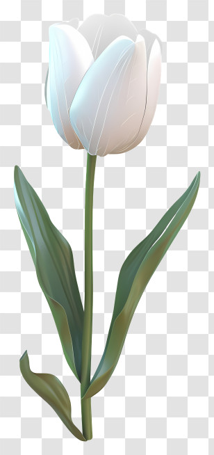White Tulip - Elegant Single White Tulip Flower Transparent PNG
