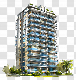 Condominium - Modern Tall Building Design Transparent PNG