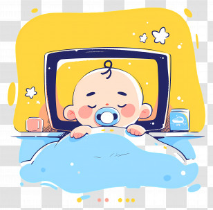 Baby Sleep Day - Sleeping Baby With Pacifier Transparent PNG