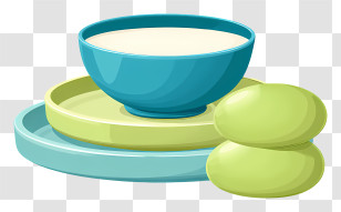Green Mochi - Colorful Bowl And Plates Set Transparent PNG