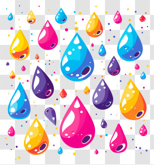 Water Drops - Abstract Colorful Water Droplets Design Transparent PNG