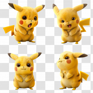 Cute Pikachu - Adorable Pikachu Cartoon In Various Expressions Transparent PNG