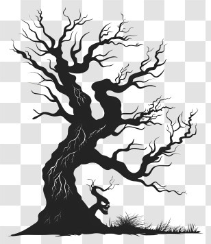 Spooky Tree Silhouette - Spooky Tree Silhouette For Halloween Transparent PNG