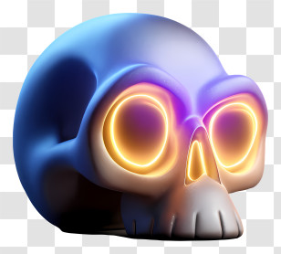 Skull With Glowing Neon Eyes - Neon Glowing Skull Illustration Transparent PNG