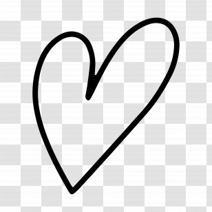 Doodle Heart - Black Heart Outline Symbol Transparent PNG