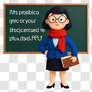 Cartoon Woman Teacher - Teacher In Front Of Chalkboard Transparent PNG