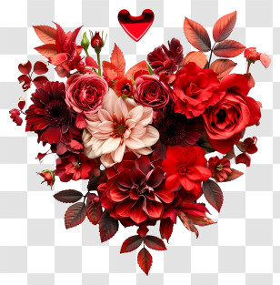 Valentine - Beautiful Heart-Shaped Flower Bouquet Transparent PNG