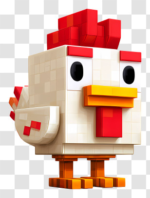 Chicken Minecraft - Block Chicken Cartoon Character Transparent PNG