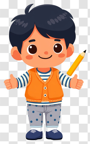 Cartoon Student - Child Holding A Pencil Transparent PNG