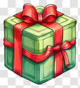 Gift Box - Green Gift Box With Red Ribbon Bow Transparent PNG