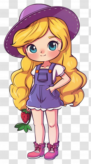 Strawberry Shortcake - Cute Cartoon Girl Character With A Strawberry Transparent PNG