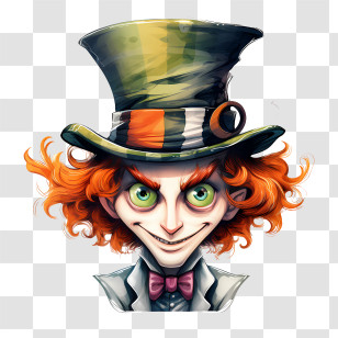 Mad Hatter Day - Cartoon Character With Vibrant Hat Design Transparent PNG