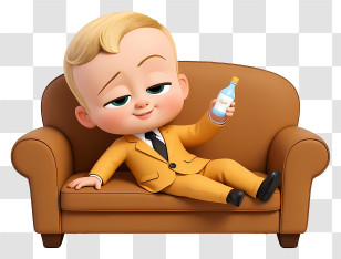 Boss Baby - Boss Baby Lounging On Couch Transparent PNG