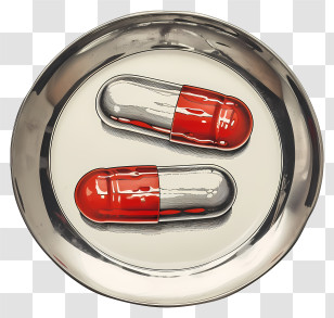 Medicine Tablet - Two Red Capsules On A Plate Transparent PNG