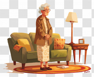 Old Woman - Elderly Woman In Living Room Transparent PNG