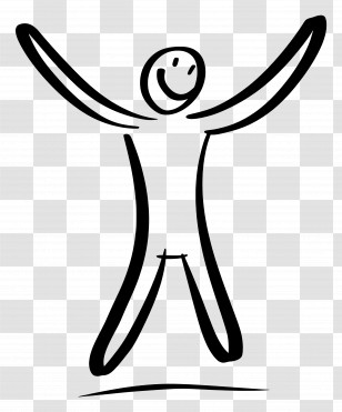 Stick Figure Jumping - Happy Stick Figure Drawing Transparent PNG