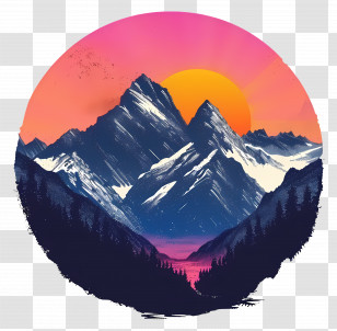 Mountains Silhouette - Majestic Mountains At Sunset Illustration Transparent PNG