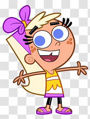 Cartoon Character - Excited Blonde Cartoon Girl With Bow Transparent PNG