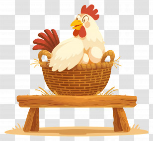 Hatching Eggs - Chicken Sitting In Basket Transparent PNG