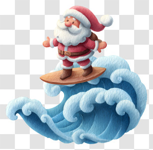 Santa Surfing Waves - Surfing Santa On Waves Transparent PNG