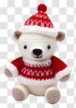 Stuffed Bear - Crochet Teddy Bear With Festive Sweater Transparent PNG