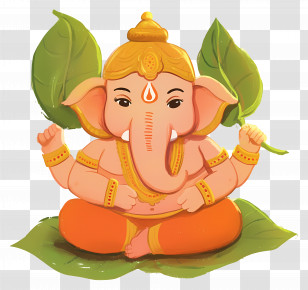 Ganesha Chaturthi - Ganesha With Leaves Transparent PNG