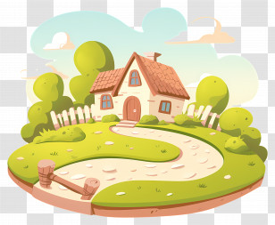 Abstract Houses Background - Cartoon House With Garden And Front Path Transparent PNG
