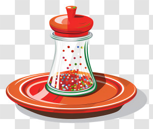 Pepper Shaker - Colorful Sprinkle Jar On Plate Transparent PNG