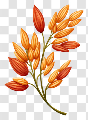 Brown Rice - Orange And Red Leaves Illustration Transparent PNG