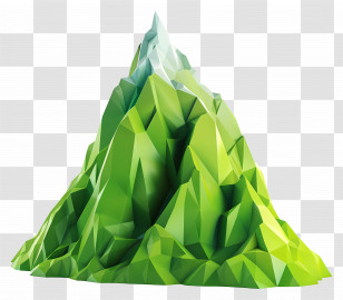 Green Mountain - Geometric Low-Poly Green Mountain Transparent PNG