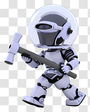Robot Worker Using Tools - Robot Holding A Hammer Transparent PNG