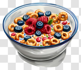 Cereal Day - Bowl Of Cereal With Fruits Illustration Transparent PNG