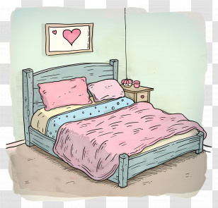 Bed - Cozy Bed In Bedroom Transparent PNG