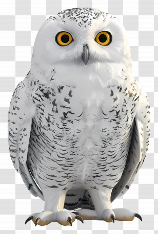 Snowy Owl - Snowy White Owl With Striking Yellow Eyes Transparent PNG