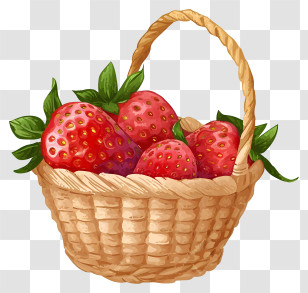 Strawberry Basket Icon - Fresh Strawberries In A Wicker Basket Transparent PNG