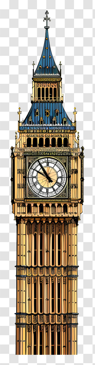 Big Ben - Big Ben Tower Illustration In Detail Transparent PNG