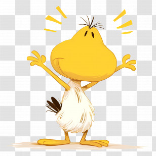 Cartoon Character - Happy Bird With Raised Arms Transparent PNG