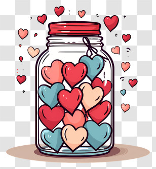 Mason Jar - Jar Of Colorful Hearts For Valentine Celebration Transparent PNG