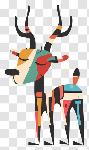 Weird Reindeer - Whimsical Colorful Deer Illustration Transparent PNG