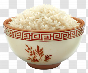 Rice Dish - Bowl Of Steamed Rice With Pattern Transparent PNG