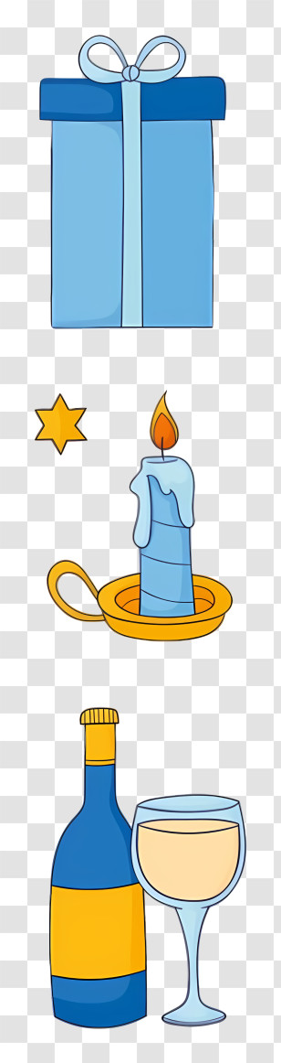Birthday Party - Gift, Candle, And Wine For Celebration Transparent PNG