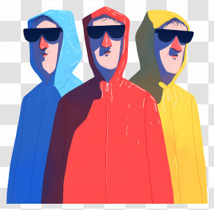 Men In Hoodies - Colorful Hooded Figures Illustration Transparent PNG