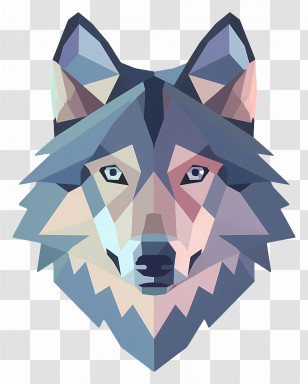 Wolf Head - Low Poly Geometric Wolf Head Design Transparent PNG