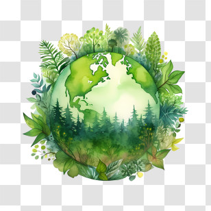 Green Planet Earth - Green Earth With Vibrant Plant Designs Transparent PNG