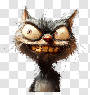 Quirky Cat - Crazy Cartoon Cat Transparent PNG