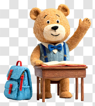 Bear Student - Teddy Bear Student At Desk Transparent PNG