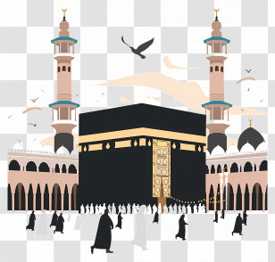 Hajj - Kaaba In Mecca With Pilgrims Transparent PNG