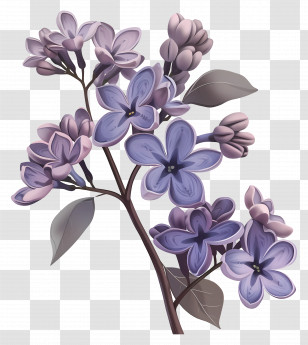 Lilac Flowers - Purple Lilac Flowers Branch Transparent PNG