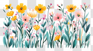 Flowers Border - Beautiful Colorful Wildflowers Transparent PNG